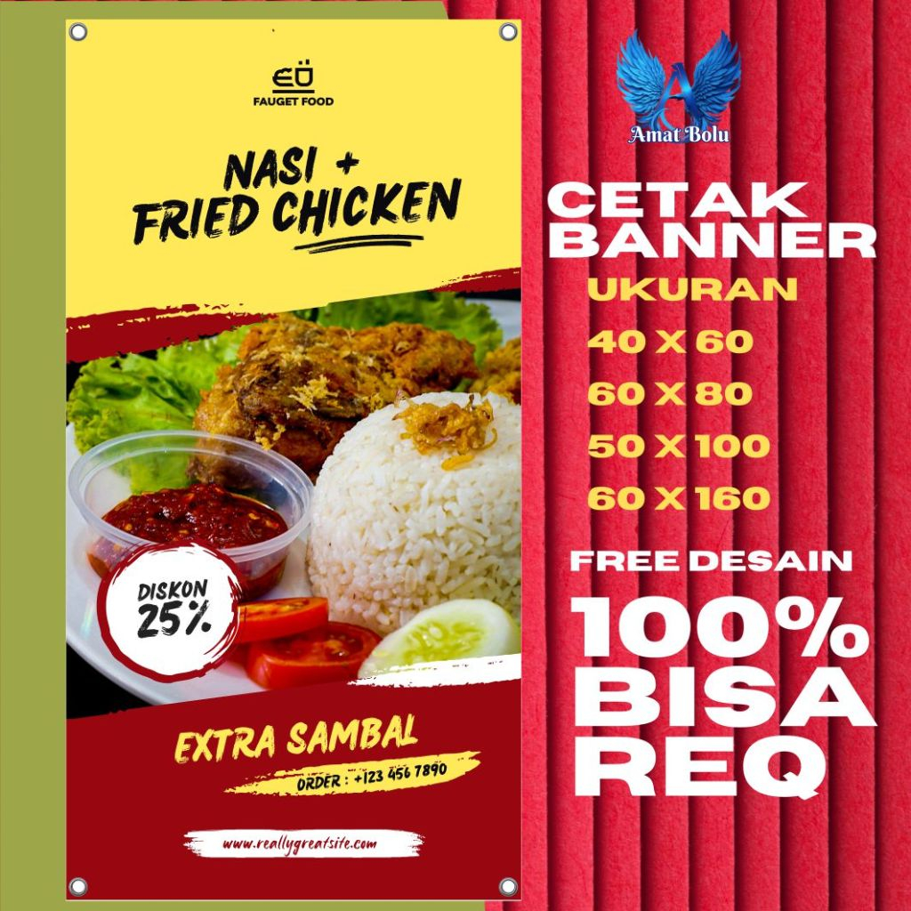 Spanduk Banner NASI FRIED CHICKEN BISA REQUEST