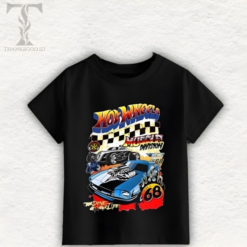 Baju Kaos Anak Motif Hot Wheels
