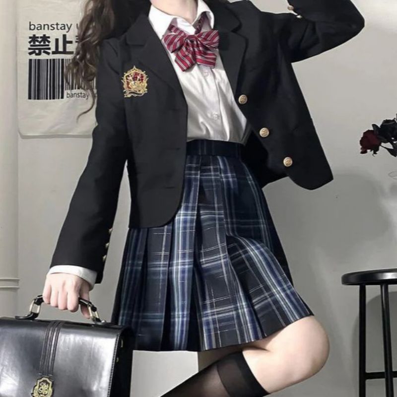 blazer sekolah akademi korea - korean school look blazer daily