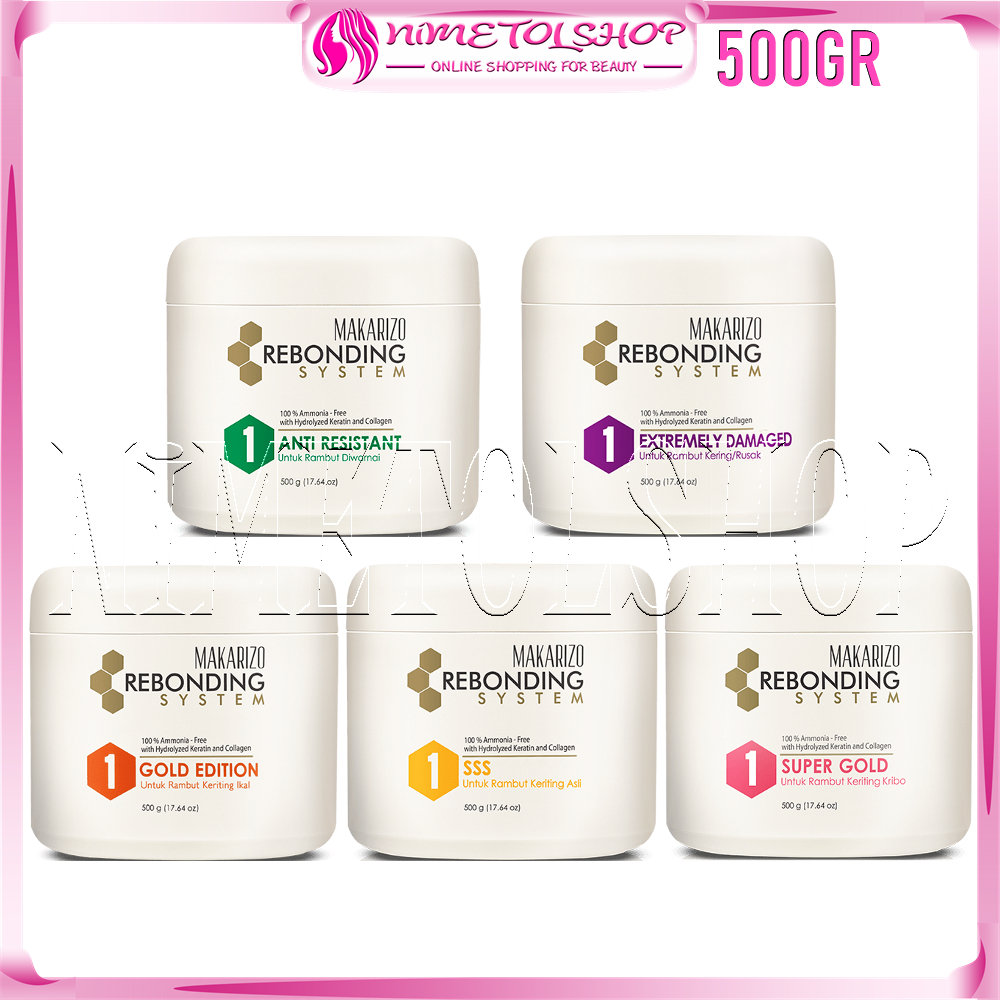 MAKARIZO Rebonding System 500gr STEP 1 / 2 Obat Pelurus Rambut Smoothing Keratin Collagen