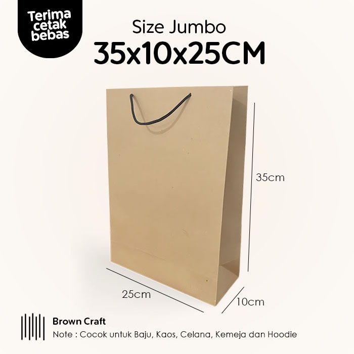 

Paper Bag Kado Jumbo 35x10x25 CM, Papper Bag Polos Packing Baju, Kemeja dan Kaos Besar, Paperbag Coklat Packaging Olshop Murah