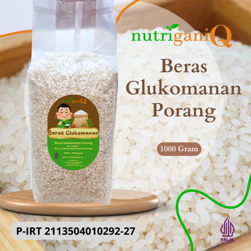 Beras Glukomanan Porang NutriganiQ, Beras Porang, Bebas Lemak, Bebas Gula, Beras Diet, Beras Diabete