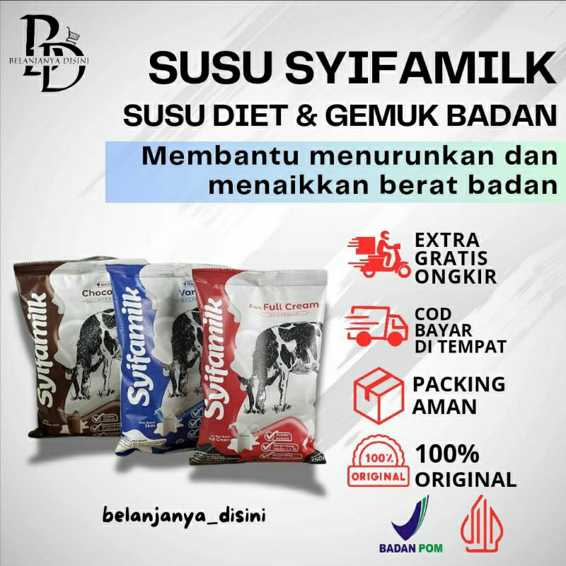 

Syifamilk | Susu diet Syifamilk | Susu pelangsing ampuh | Syifamilk full cream penambah berat badan ampuh 350g