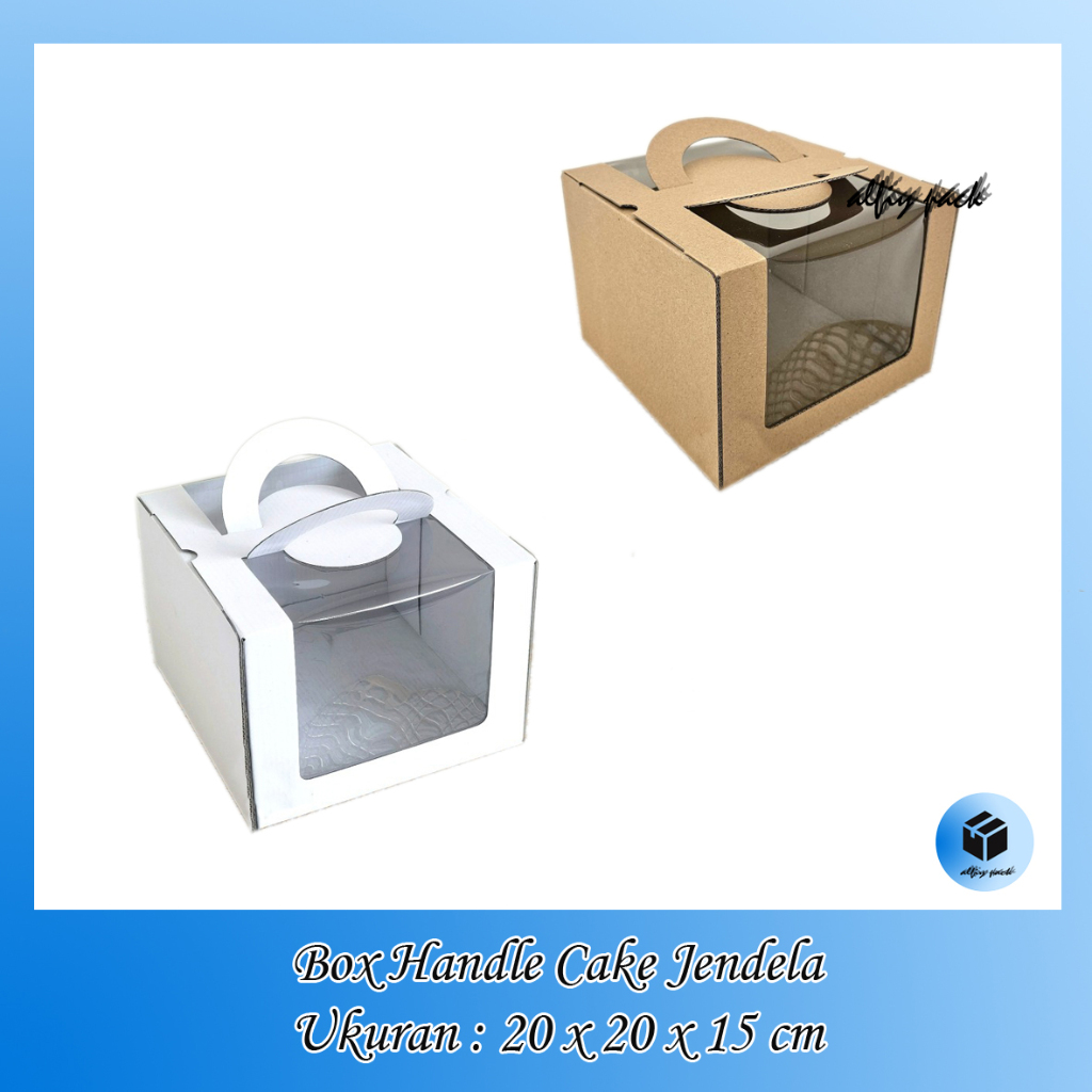 

1pack isi 10pcs DUS KUE ULANG TAHUN KOREA CAKE BOX HANDLE MIKA KOTAK KADO GIFT HAMPERS 20X20X15 CM