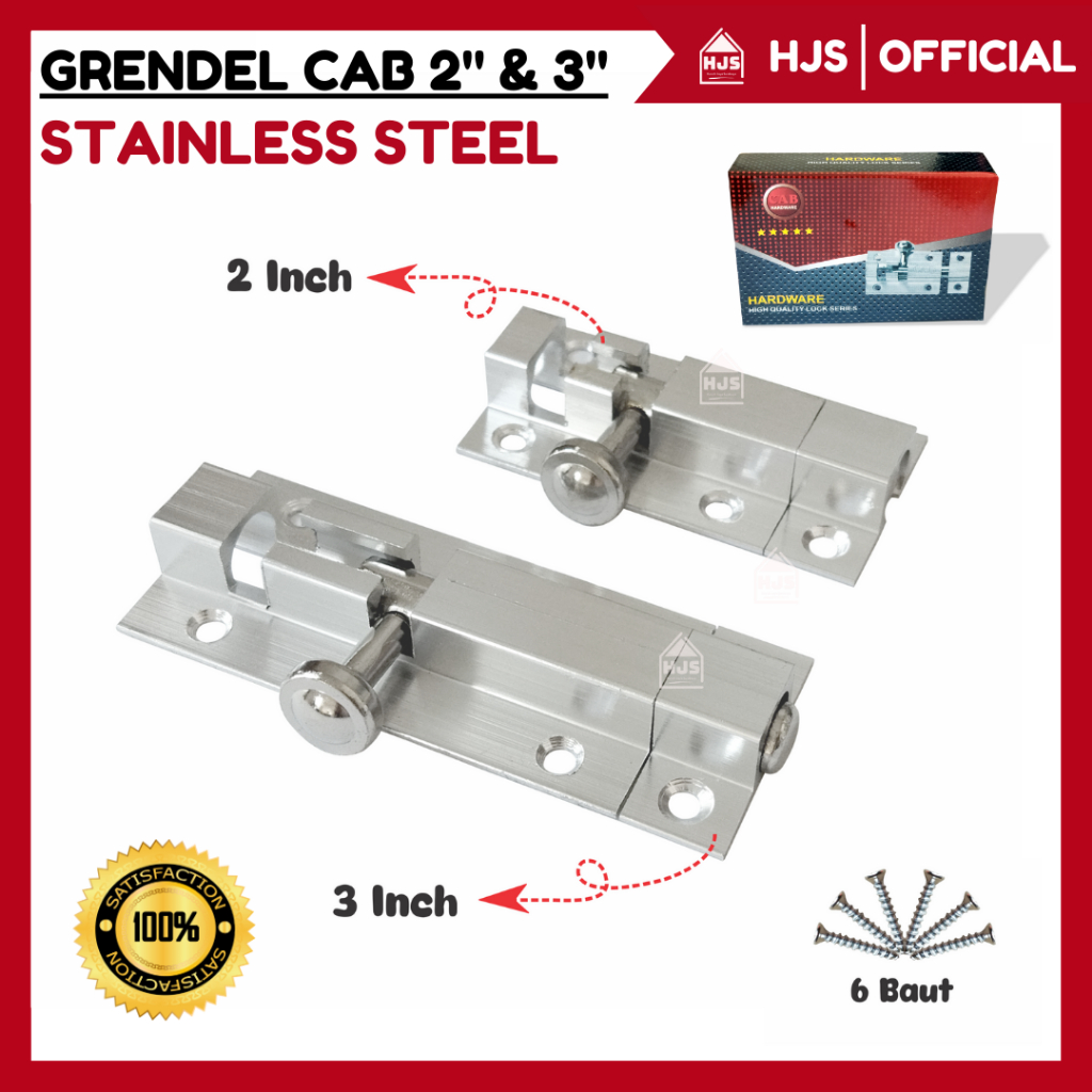 [HJS] Grendel Pintu Jendela CAB / Slot Pintu Jendela / Slot gembok 2" 3" Inch Kardus Hitam Merah