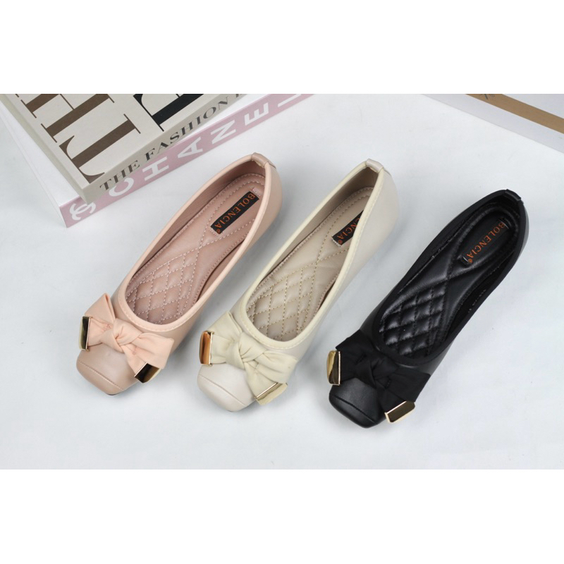 Bolencia Sepatu wanita flat 999-A2 import SIze 36-40 panses flat shoes