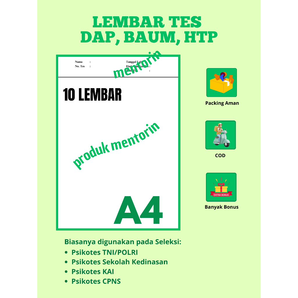 

Tes Psikotes DAP,BAUM,HTP Lengkap dengan Petunjuk Pengerjaan dan Contoh Pengerjaan