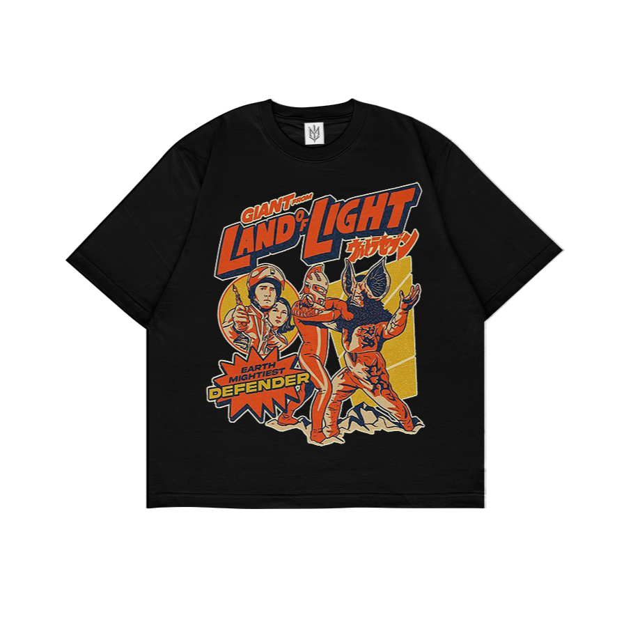 KAOS BAJU GIANT FROM LAND OF LIGHT ULTRAMAN ULTRAMEN | T-SHIRT OVERSIZE HITAM STYLE Y2K VINTAGE BOOT