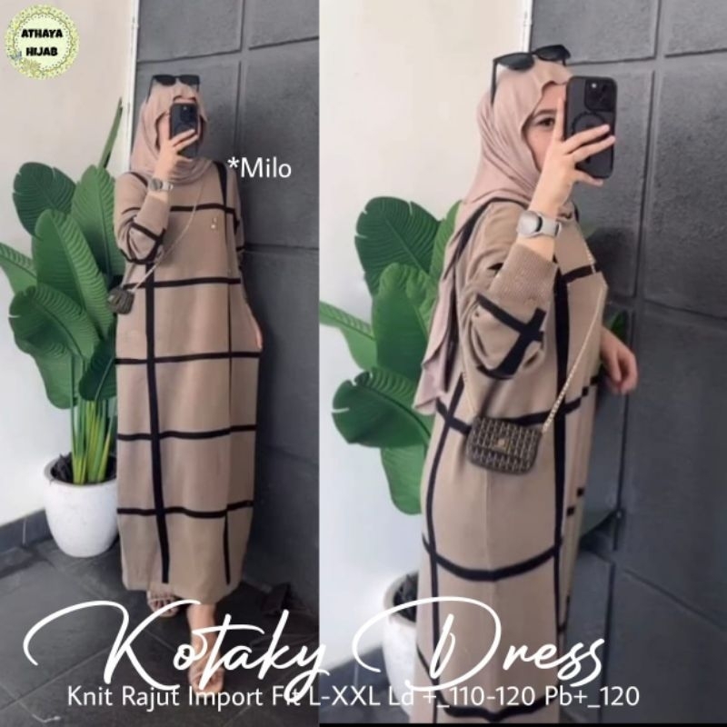 kotaky gamis jumbo ld120 ld 130 xl xxxl xxl dress rajut kotak kotak by athaya gamis knit import gami
