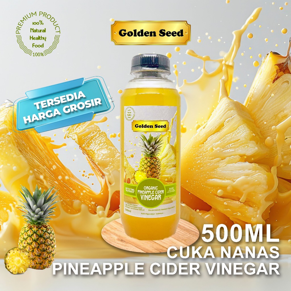 

CUKA NANAS GOLDENSEED 500ML / CUKA NANAS PREMIUM WITH MOTHER 500 ML - PINEAPPLE CIDER VINEGAR 500ML (BOTOL PLASTIK)