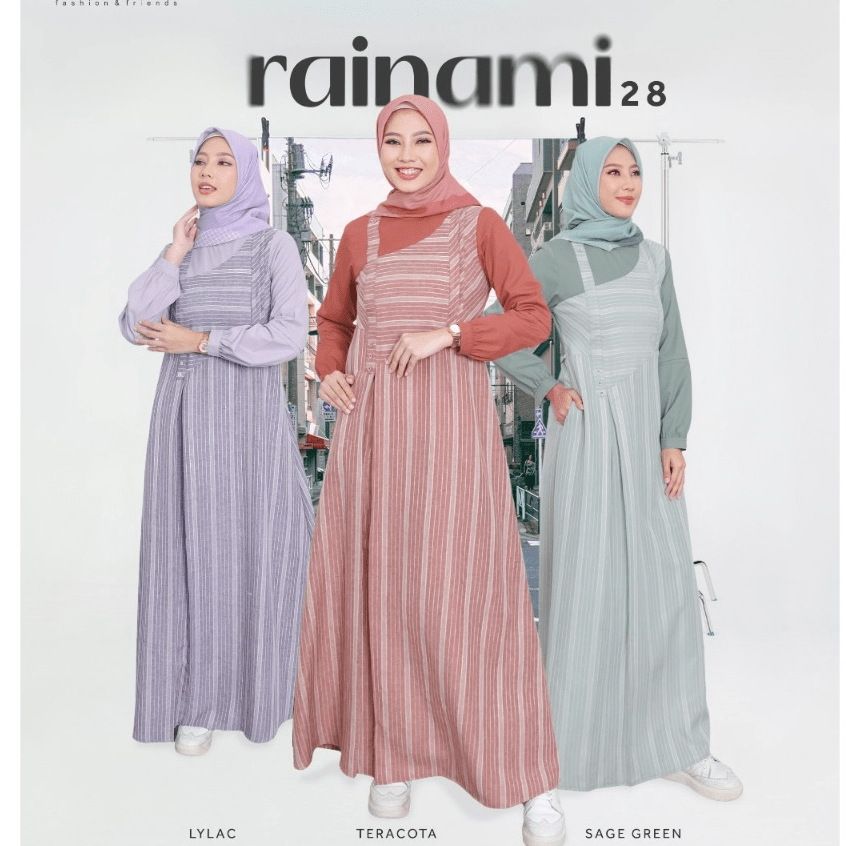GAMIS ETHICA RAINAMI 28 BAHAN SALUR + VALDENA MODEL BAJU MUSLIM WANITA KEKINIAN GAMIS DAILY BUSUI FR