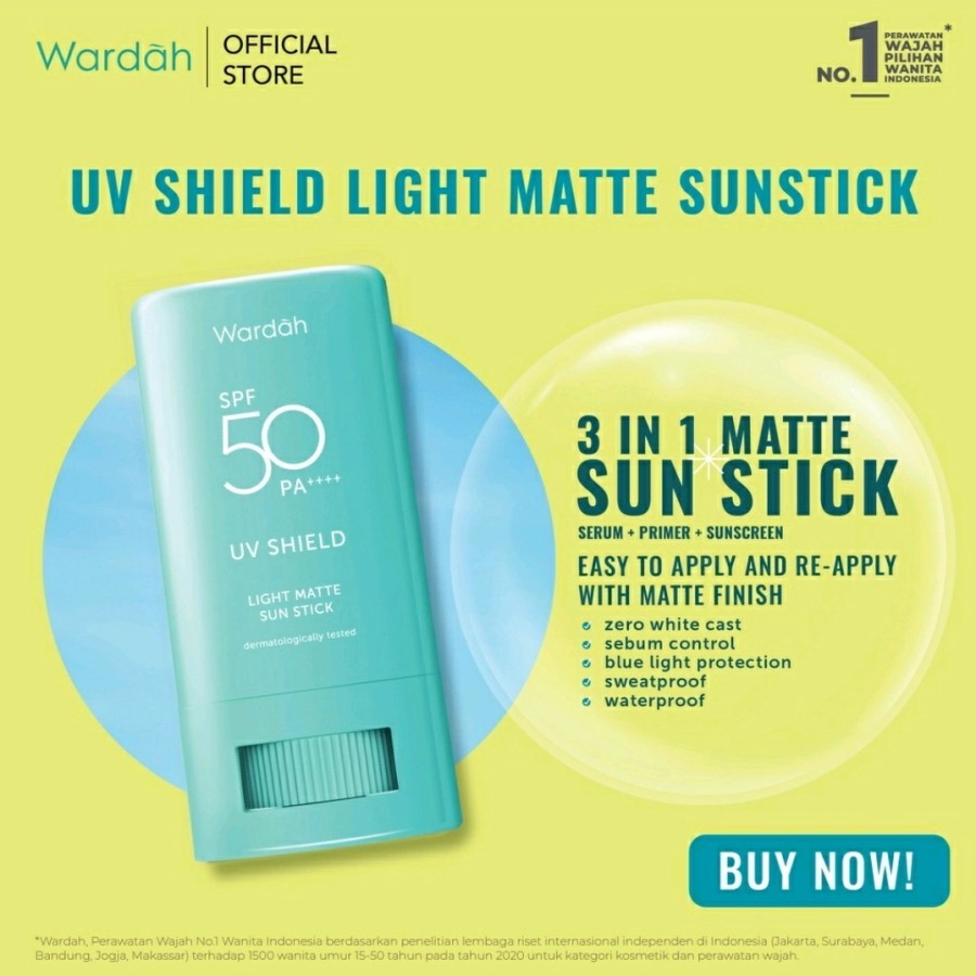 WARDAH Wardah UV Shield Light Matte Sun Stick SPF 50 PA++++ / Sunscreen Stik wardah