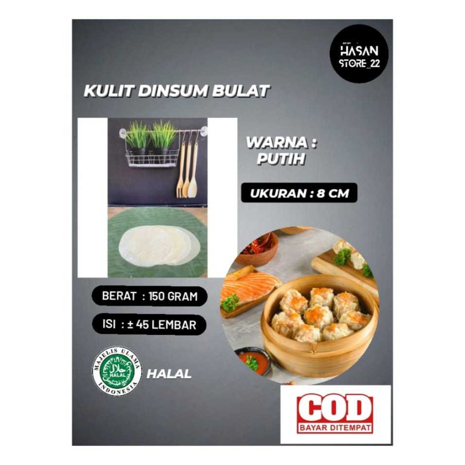 

Kulit Dimsum Bulat Diameter 8cm Warna Putih kemasan 150gram Tipis Enak Halal Kulit Siomay Gyoza Bulat