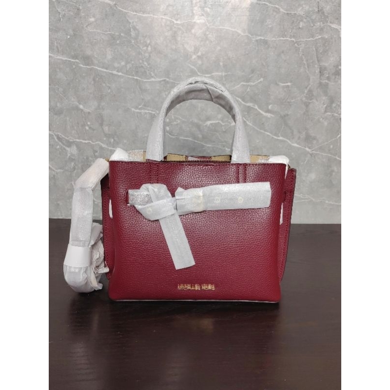 MK Emilia Small Satchel Leather Ref Dark Cherry