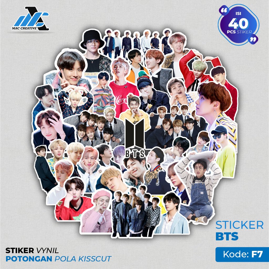 

[ MAC ] 40 PCS STICKER AESTHETIC BTS NAMJOON, SEOKJIN, YOONGI, HOSEOK, JIMIN, TAEHYUNG, JUNGKOOK UNTUK LAPTOP CASE TUMBLER - F7