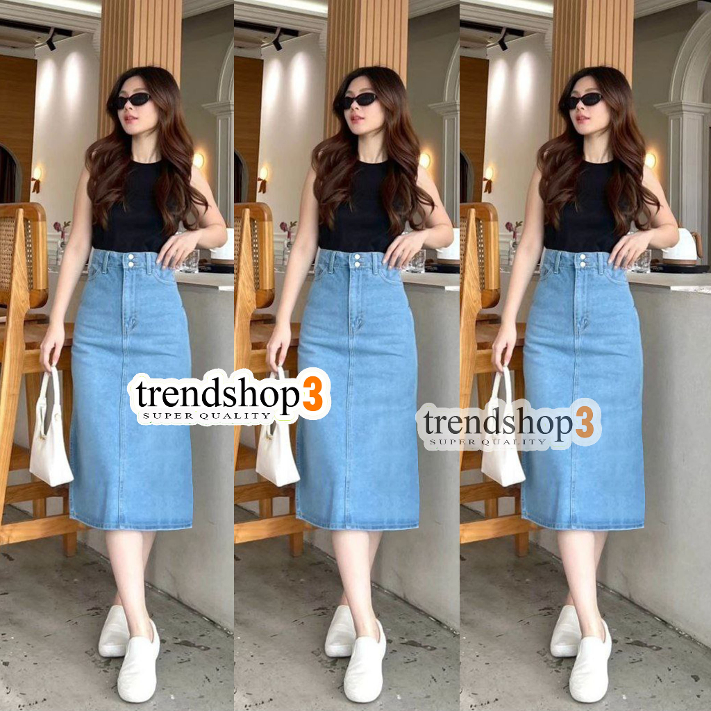 Rok Jeans Premium | Rok Jeans High waist | Rok Span Panjang 7/9