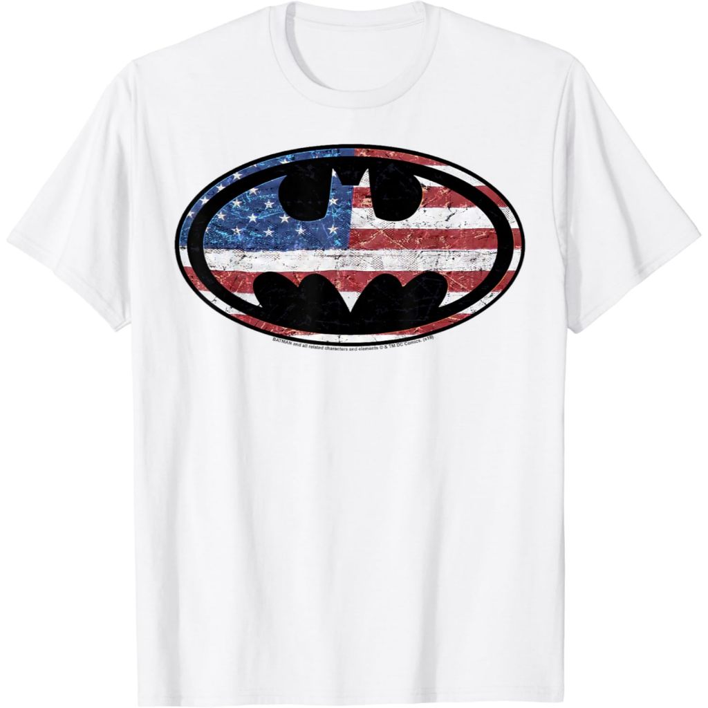 Baju Dewasa Comics Batman Old Glory American Flag Logo T-Shirt Fashion Pakaian Atasan Kaos Laki Pria