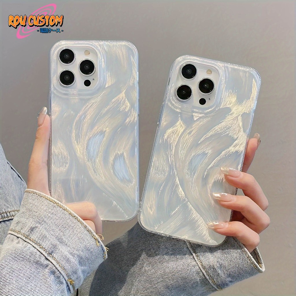 Case OPPO RENO 4F 4 5 5F 6 7 7Z 10 11 - Case Shimmering Silver Brush - Casing Hp Hologram Glossy Fea