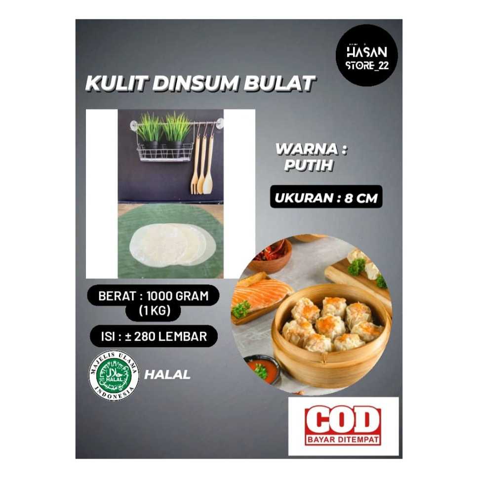 

Kulit Dimsum 8cm Bulat Warna Putih Kemasan 1000gram atau 1 kg Tipis Enak Halal Kulit Siomay Gyoza Bulat