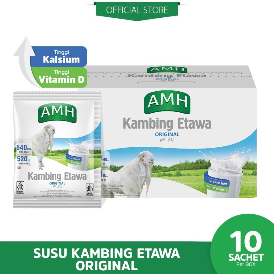 

Susu Kambing Etawa AMH Original Vanilla | Per box isi 10 sachet @23gr