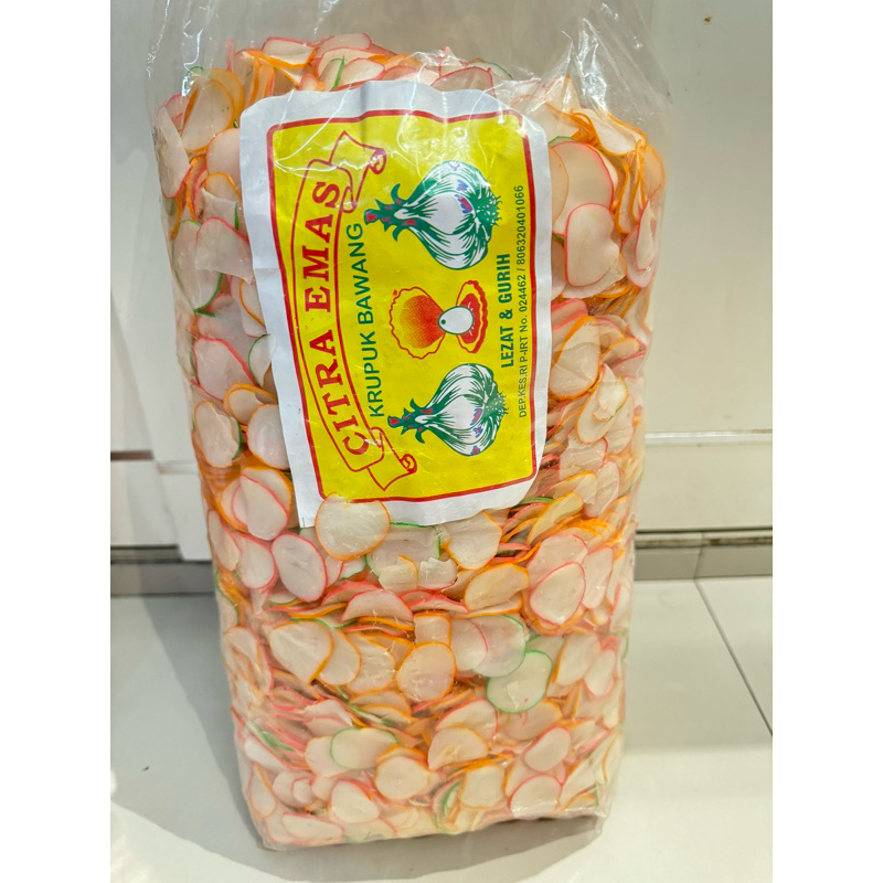 

[Halal & DEPKES RI PIR-T] Repackaging Kerupuk Mentah Citra Emas Varian Kerupuk Bawang Pinggiran Warna Warni Gurih dan Lezat