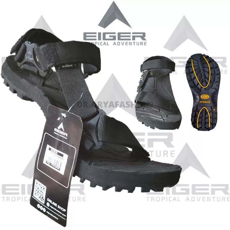 EIGER1989 100% ORI - Sandal Gunung EIGER1989 ORIGINAL Model Hitam Polos Motif Pria Wanita Terlaris