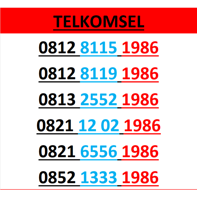Nomor cantik telkomsel simpati 4g 5g seri tahun 1986 r300