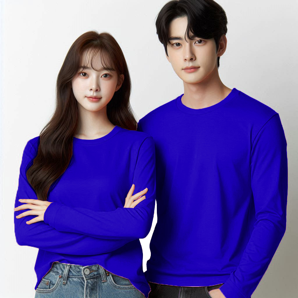 Kaos Biru Electric Lengan Panjang Polos atau Kaos Biru Benhur Kaos Biru Pria Kaos Biru Wanita