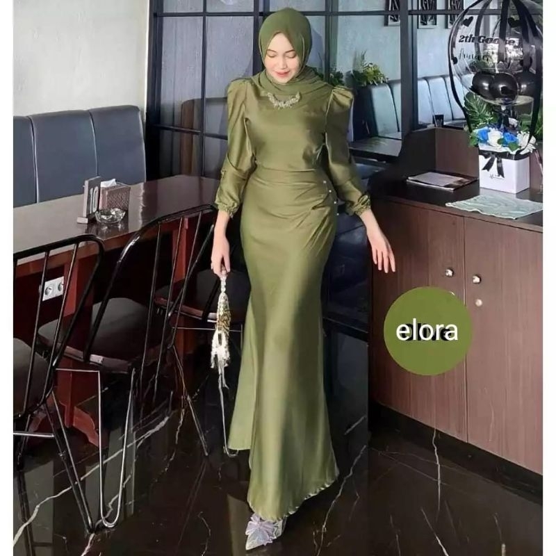 DRESS SATIN ELORA SILK PREMIUM, Dress bridesmaid kondangan wisuda