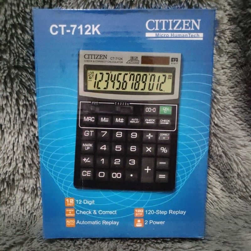 

kalkulator 12 digit 2 power citizen CT -712k warna hitam/kalkulator meja kasir CT -712k