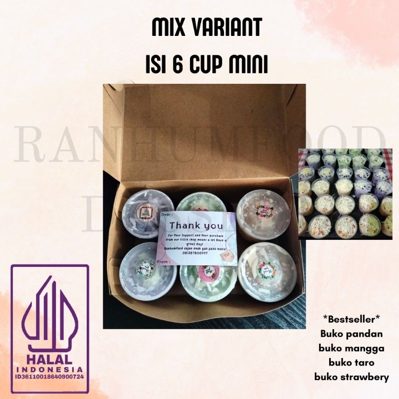 

BUKO PANDAN/BUKO MANGGA/BUKO TARO/BUKO STRAWBERY/DESSERT BOX ISI 6 CUP MINI