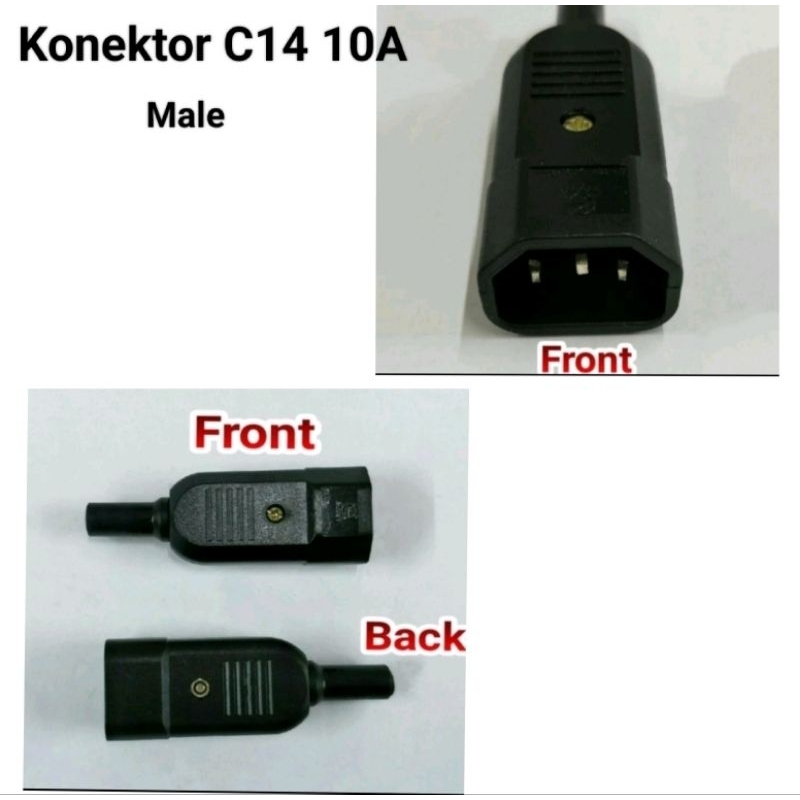 Connector C14 Male - 10 Ampere (Socket C14 Male)