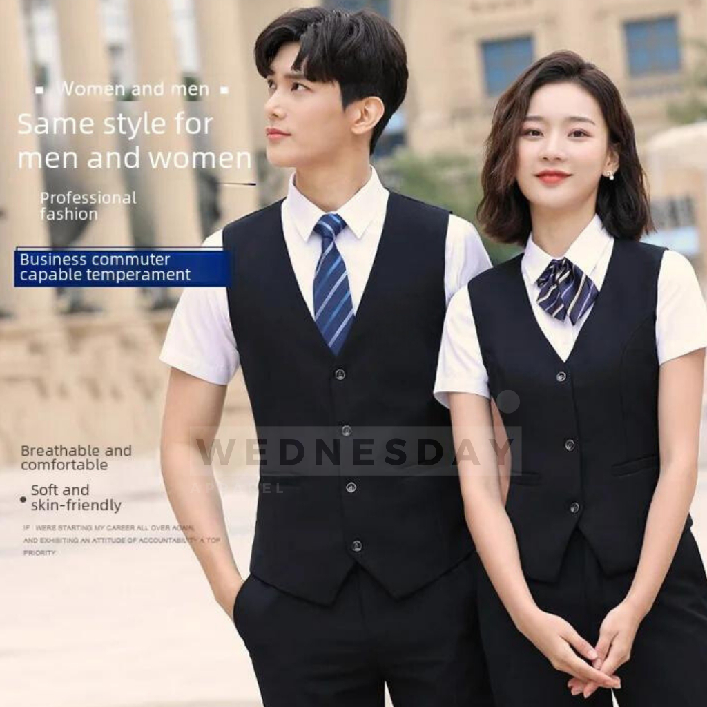 WEDNESDAY - Jas Rompi Pria Slimfit Dalaman Blazer | Vest Formal Hitam Premium Pria & Wanita