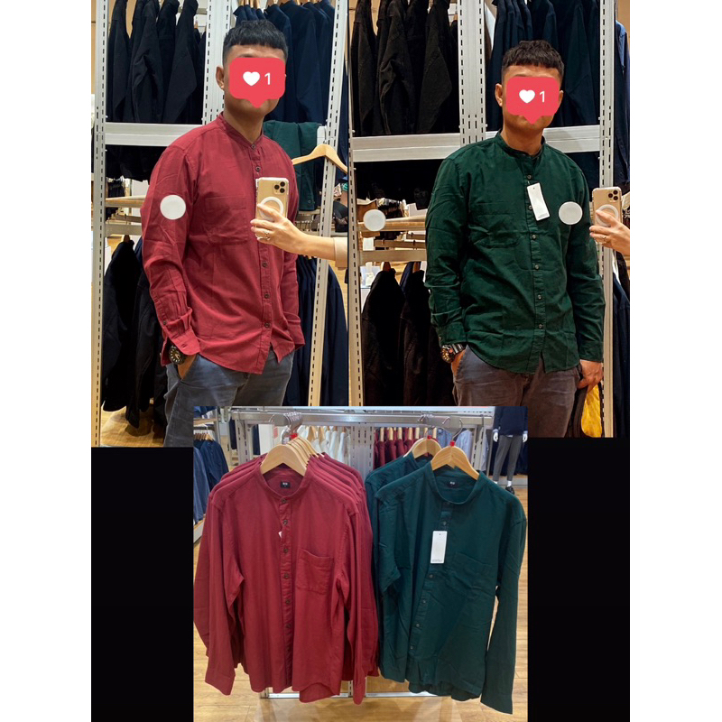 UNIQLO SALE kemeja panjang pria kerah tegak twill super best seller original store