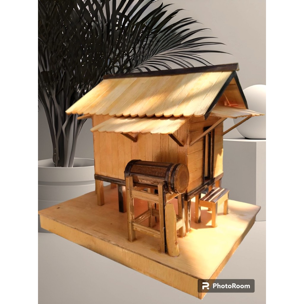 Miniatur tajug mushola dari stik es krim dan bambu hitam