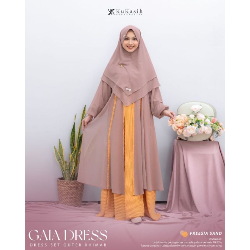 Gamis set khimar Gaia by kukasih id Original produk ( READY STOCK SIZE XL )