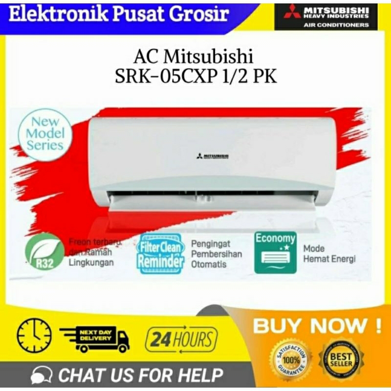 AC MITSUBISHI 1/2 PK SRK05CXP HEAVY DUTY SRK-05CXP 05CXP LOW WATT R32