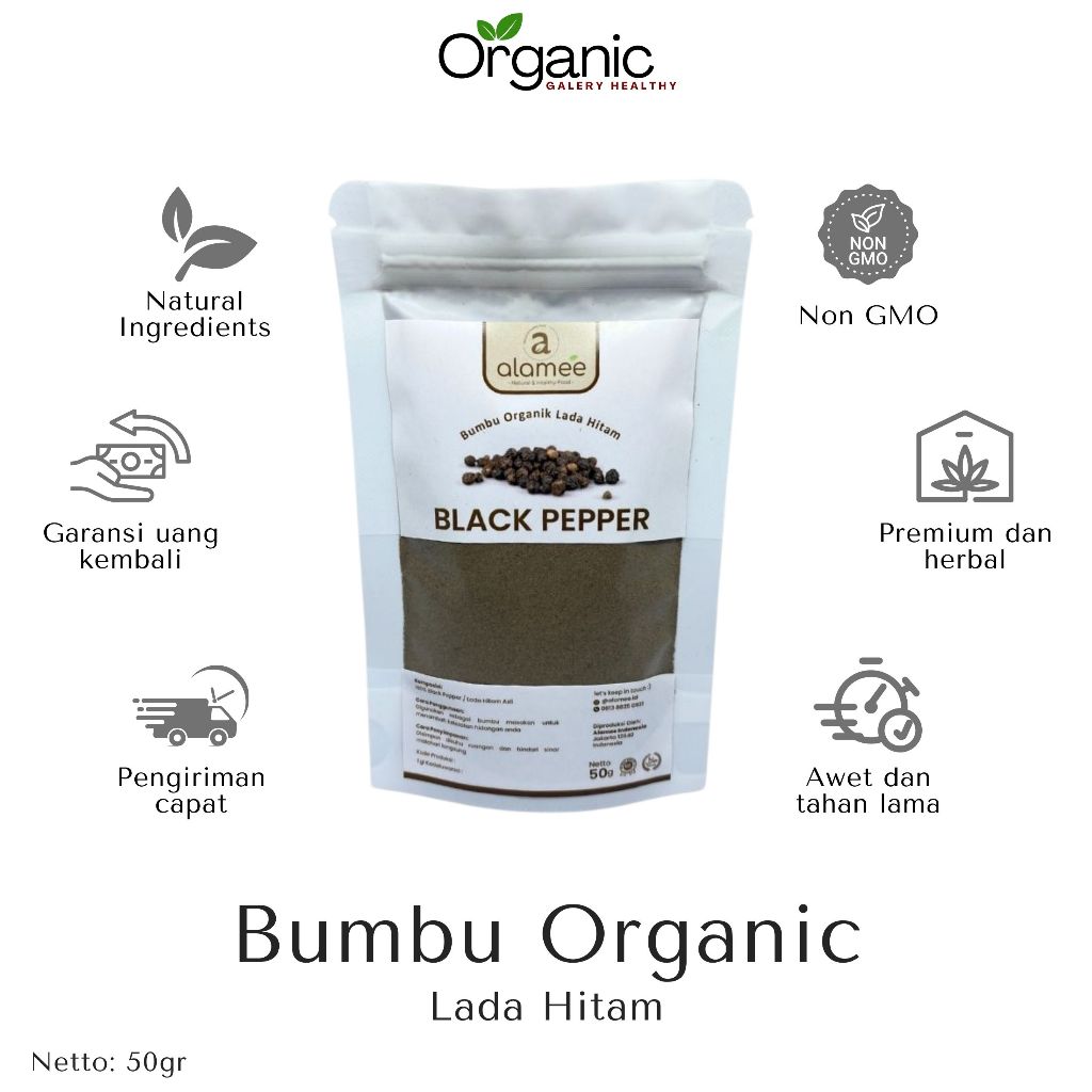 

BUMBU BUBUK LADA HITAM BUBUK BLACK PEPPER POWDER ORGANIC HERBAL HEALTHY MERICA GROUND REMPAH MURNI