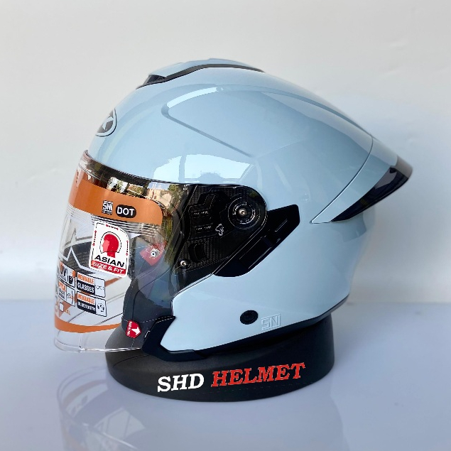 INK Terra 2 Steel Blue Helm Half Face Double Kaca Warna Biru Muda