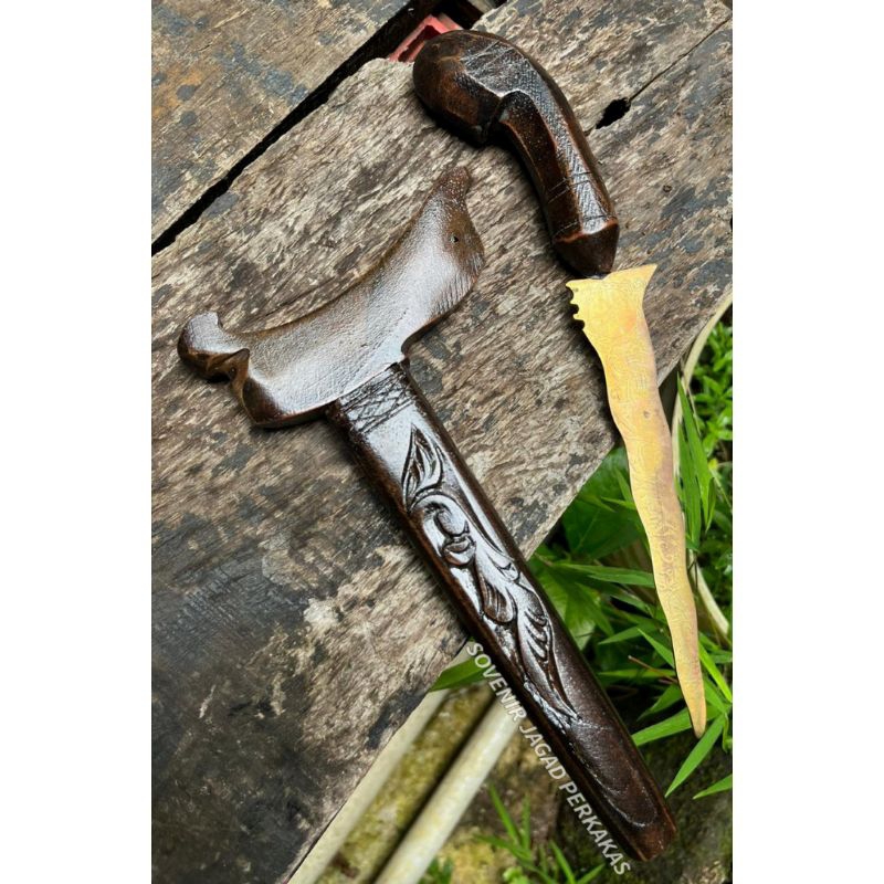 KERIS KUNINGAN KECIL MINI Sovenir Nusantara Kuningan Kaligrafi