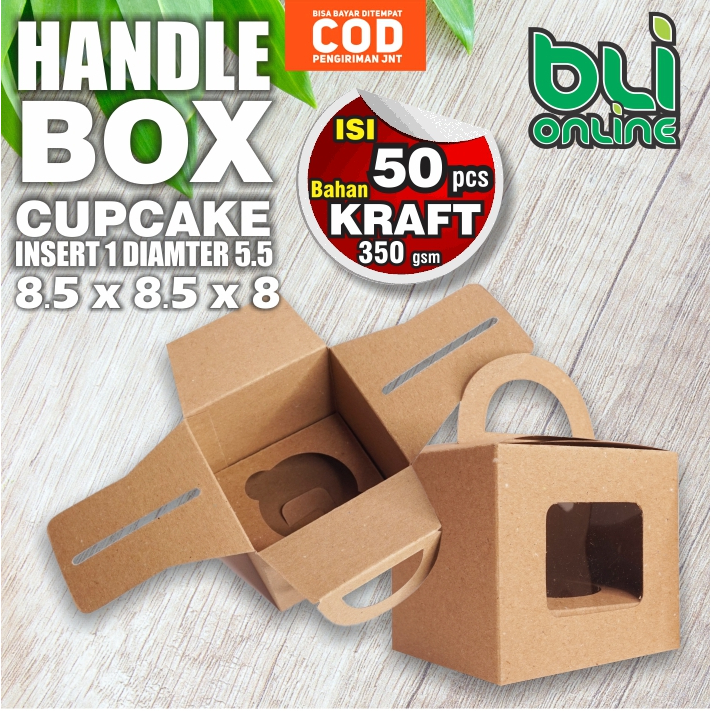 

Handle Box 8.5 x 8.5 x 8 / Cupcake isi 1 / Dus Jinjing / Kotak Jinjing / isi 50 pcs