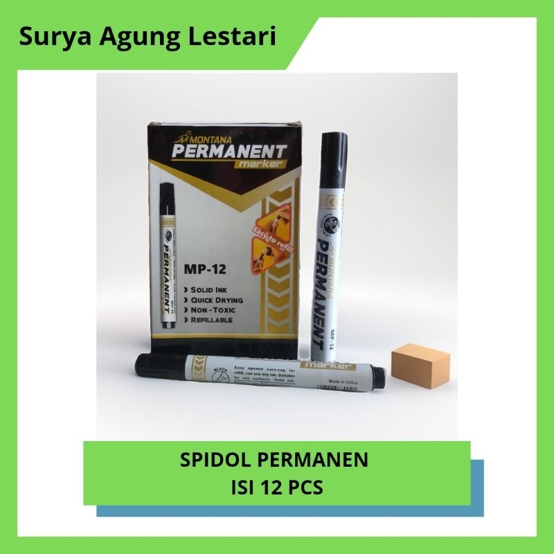 

Spidol Permanent Montana Hitam Isi 12 Pcs