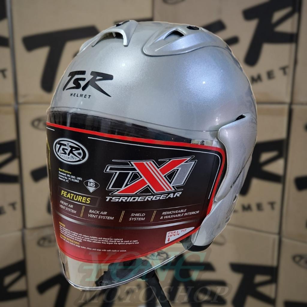 Helm TSR TX1 Alumina Silver Original Half Face TSR Helmet TSR TX 1 TX One