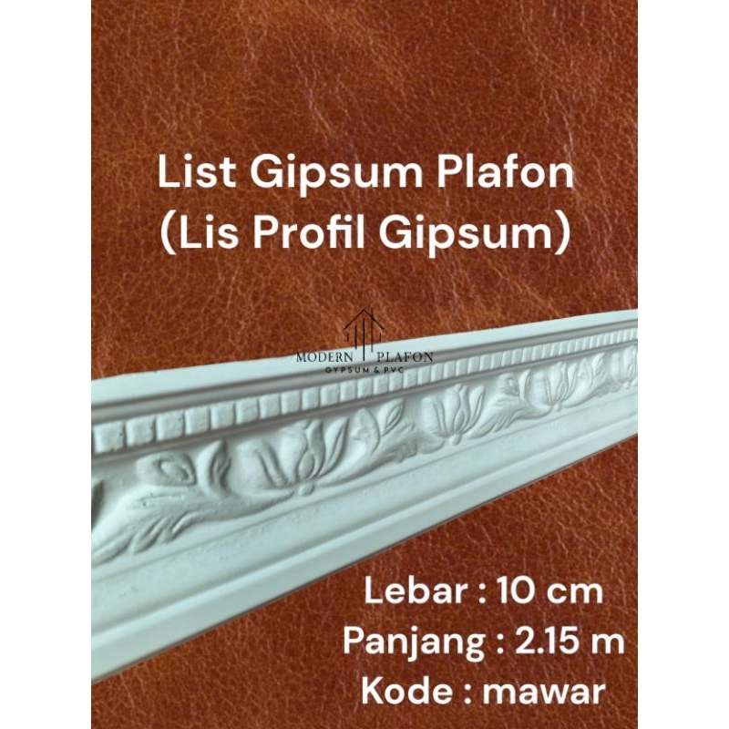 List profil gypsum motif mawar 10 cm / lis siku gypsum plafon / plafon gypsum / list siku gipsum