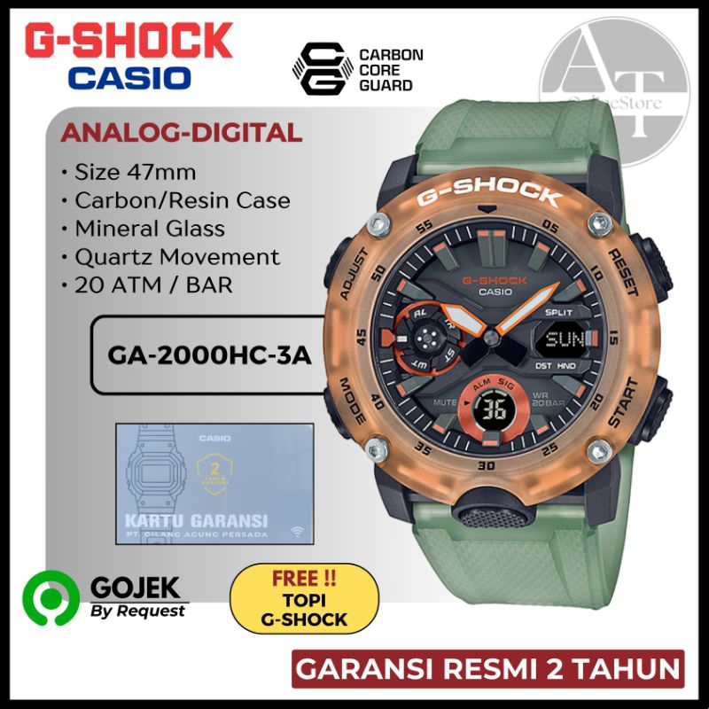 Jam Tangan Pria Casio G-SHOCK GA-2000HC-3A GA2000HC ORIGINAL Resmi