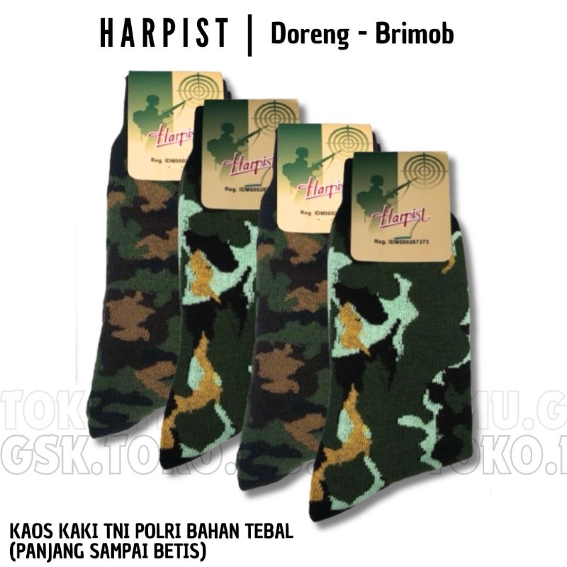 Kaos Kaki PDL HARPIST Doreng Loreng Brimob TNI POLRI Outdoor Tebal Army Original