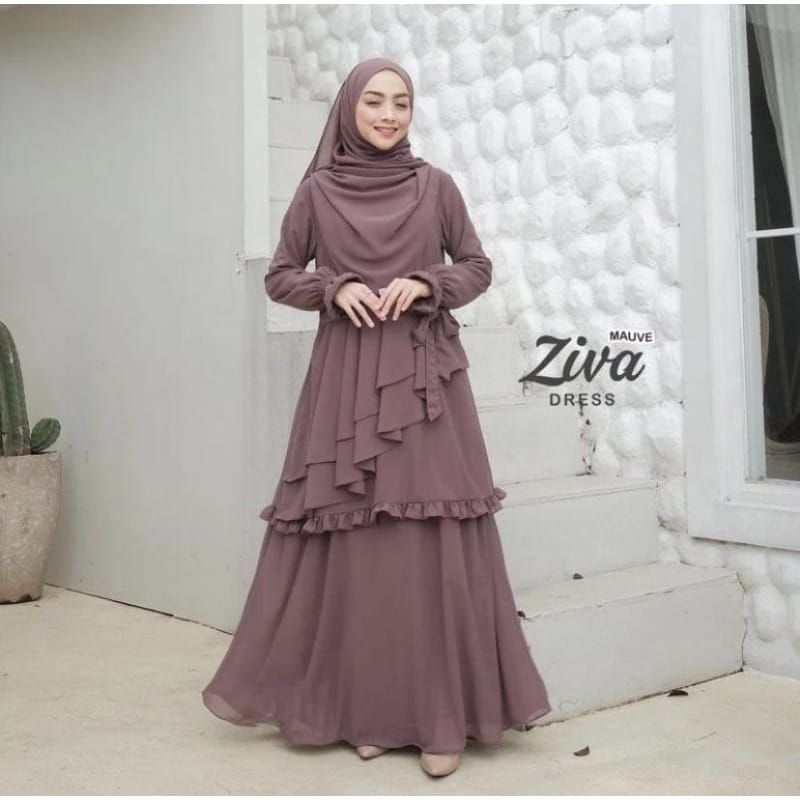Gamis Malaysia Ziva Dress Matt Ceruti Dress Baby Doll Full Furing Elegan Dan Mewah