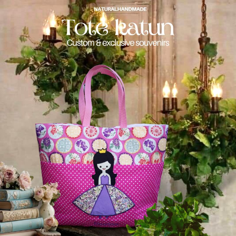 

TOTEBAG KATUN CUSTOM/SOUVENIR ULANG TAHUN ANAK HANDMADE/ GOODIE BAG CUSTOM