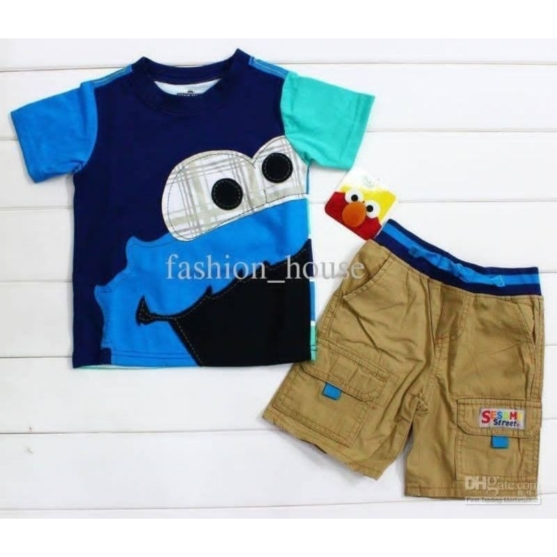 Setelan Anak Baju Anak Setelan Elmo Biru Baju Anak Elmo