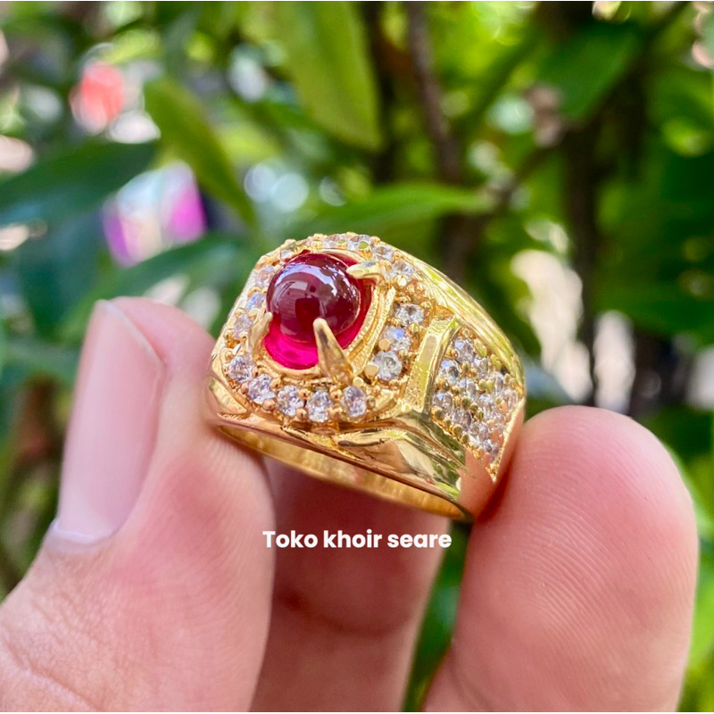 CINCIN BATU MERAH DELIMA ASLI SUPER MINIMALIS MEWAH